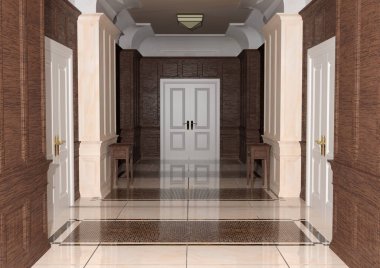 3D render Hotel koridor