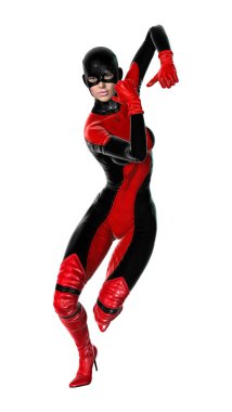 3D render kadın süper kahraman üzerinde beyaz