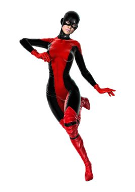 3D render kadın süper kahraman üzerinde beyaz