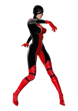 3D render kadın süper kahraman üzerinde beyaz