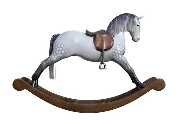 3D Rendering Rocking Horse on White — Stock Photo, Image