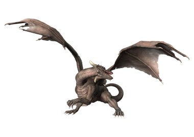 3D render fantezi Dragon beyaz