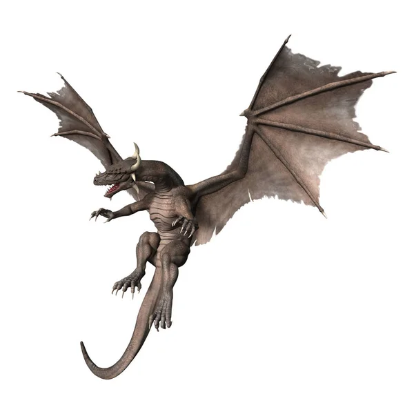 3D render fantezi Dragon beyaz — Stok fotoğraf