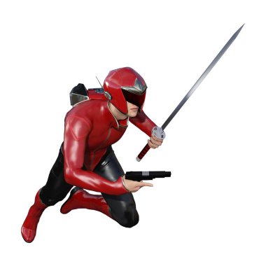 3D render erkek süper kahraman üzerinde beyaz