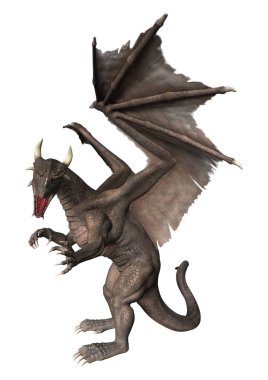 3D render fantezi Dragon beyaz