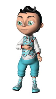 3D render çizgi film çocuk beyaz
