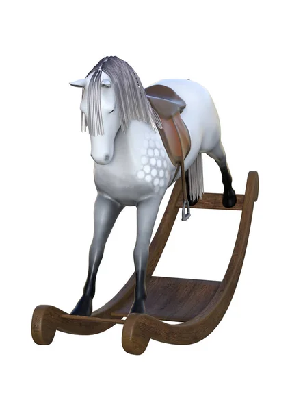 3D representación balanceo caballo en blanco — Foto de Stock