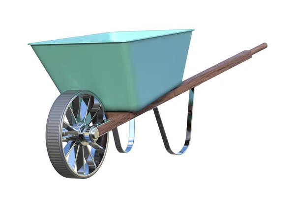 3D Rendering Wheelbarrow บนสีขาว — ภาพถ่ายสต็อก