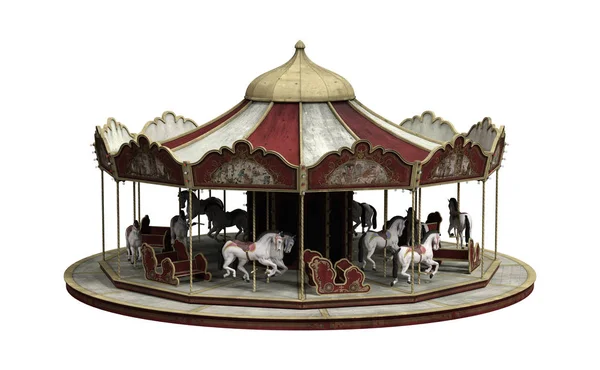 Rendu 3D Vintage Carrousel sur Blanc — Photo