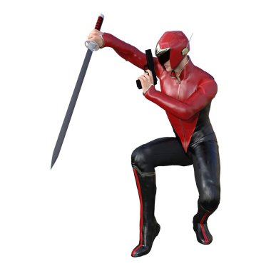 3D render erkek süper kahraman üzerinde beyaz