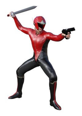 3D render erkek süper kahraman üzerinde beyaz