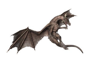 3D render fantezi Dragon beyaz
