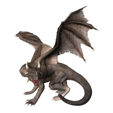 3D render fantezi Dragon beyaz