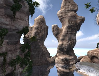 3D render tropikal İzlanda 