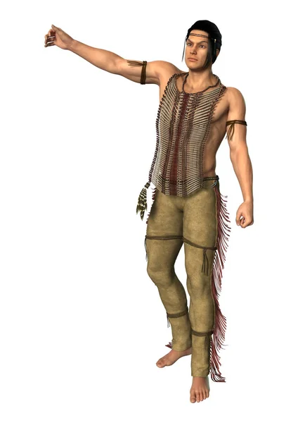 3D Rendering Native American Man on White — Stock Photo, Image