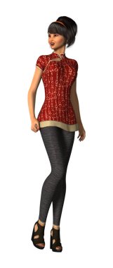 3D işleme Modern Asya kız beyaz