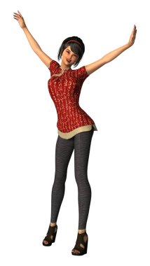 3D işleme Modern Asya kız beyaz