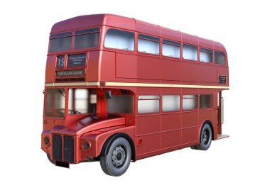 3D render Londra Çift katlı otobüse beyaz