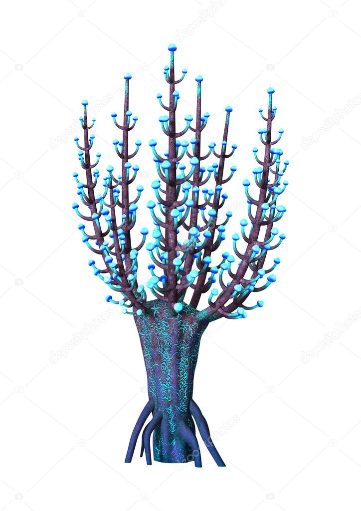 3D Rendering Alien Plant on White