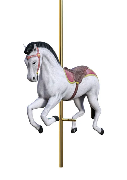 Renderowania 3D karuzela konia na białym — Zdjęcie stockowe