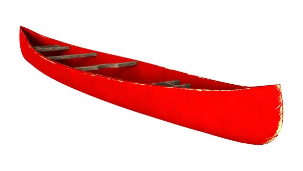 3D แสดงเรือแคนูสีแดงบนสีขาว — ภาพถ่ายสต็อก