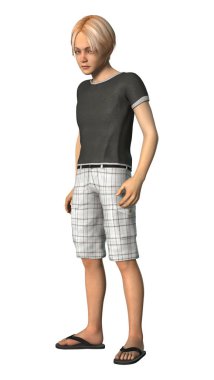 3D render genç çocuk beyaz