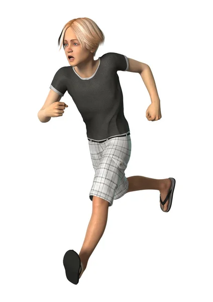 3D rendering έφηβο αγόρι σε λευκό — Φωτογραφία Αρχείου