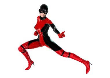 3D render kadın süper kahraman üzerinde beyaz