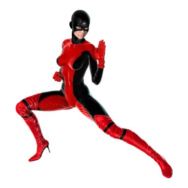 3D render kadın süper kahraman üzerinde beyaz