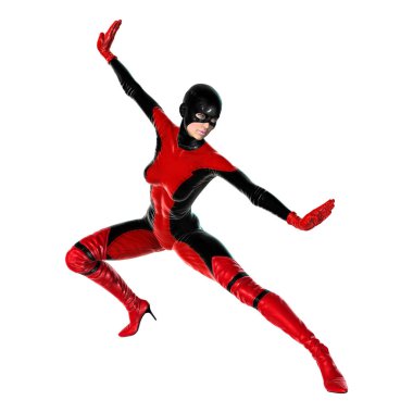 3D render kadın süper kahraman üzerinde beyaz