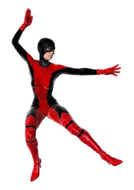 3D render kadın süper kahraman üzerinde beyaz