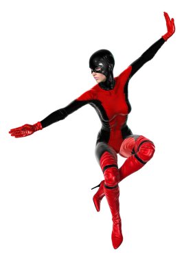 3D render kadın süper kahraman üzerinde beyaz