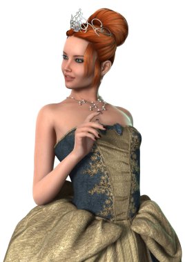 3D render peri masalı Prenses beyaz