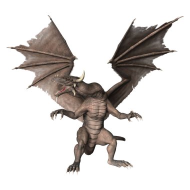 3D render fantezi Dragon beyaz