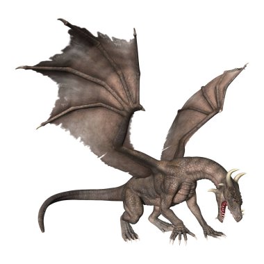 3D render fantezi Dragon beyaz