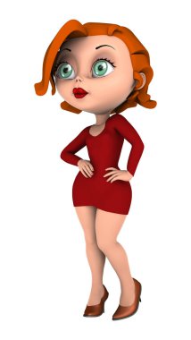 3D render çizgi film kadın beyaz