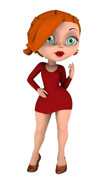 Representación 3D de la mujer de dibujos animados en blanco —  Fotos de Stock
