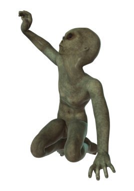 3D beyaz yeşil uzaylı oluşturma