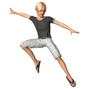 3D render genç çocuk beyaz