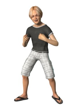 3D render genç çocuk beyaz