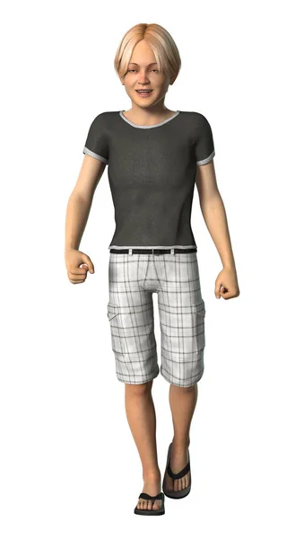 3D renderizado adolescente chico en blanco — Foto de Stock