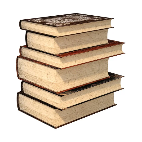 3D Rendering vecchi libri sul bianco — Foto Stock