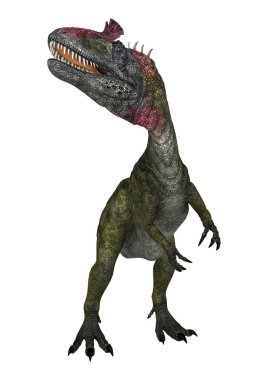3D render dinozor Cryolophosaurus beyaz