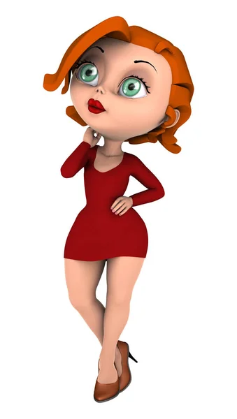 3D Rendering Cartoon Woman on White — Stock Photo, Image