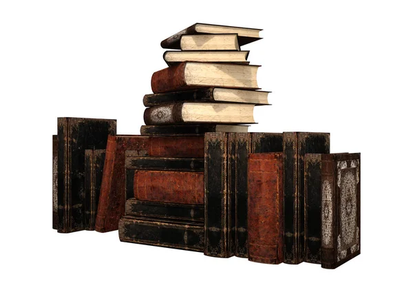 3D render eski kitaplar beyaz — Stok fotoğraf