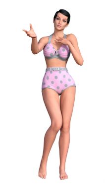 3D render Vintage kadın beyaz