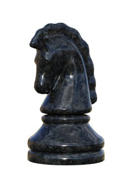 3D render satranç Knight beyaz üzerine siyah