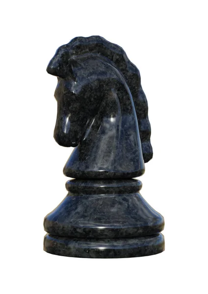 Szachy 3D renderowania Czarny rycerz na białym — Zdjęcie stockowe
