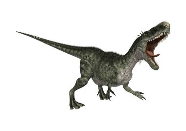 3D render dinozor Monolophosaurus beyaz