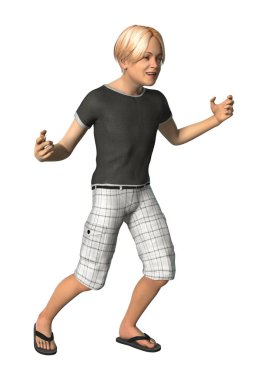 3D render genç çocuk beyaz